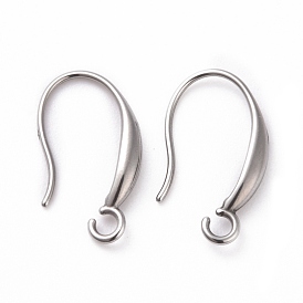 304 Stainless Steel Earring Hooks, with Horizontal Loops