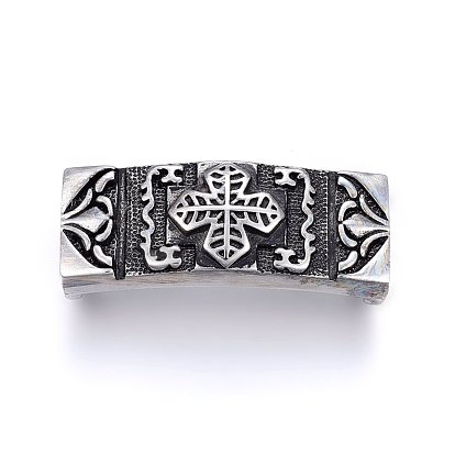 304 Stainless Steel Slide Charms, Rectangle with Cross