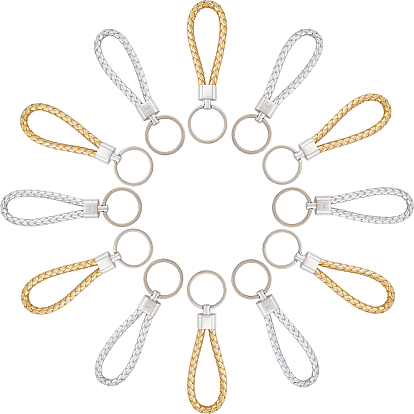 20шт 2 цвета плетеный брелок из искусственной кожи, с железными брелками и концами из легкого шнура, для ключа автомобиля, кошелек, пакет