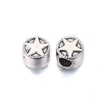 Tibetan Style Alloy European Beads, Large Hole Beads, Cadmium Free & Lead Free, Column with Star