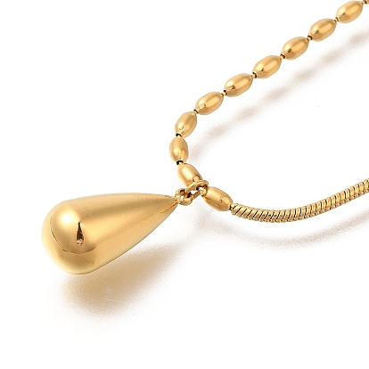 Ионное покрытие (ip) 304 подвеска-капля из нержавеющей стали, ожерелья с цепочкой в виде шарика и змеи для женщин