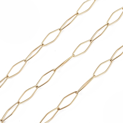 304 Stainless Steel Rhombus Link Chains, Unwelded, with Spool