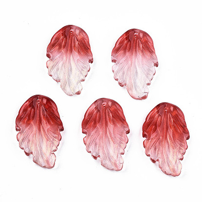 Двухцветные прозрачные стеклянные подвески, с блеском порошок, лист