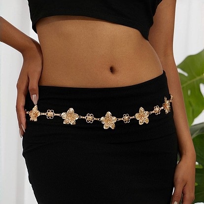 Цепочка из сплава с цветочным звеном, цепочки на талию и живот для женщин