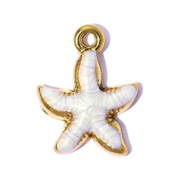 304 нержавеющей стальной эмали подвески, прелести морская звезда, ионное покрытие (ip), зеркальная полировка, реальный 18 k позолоченный