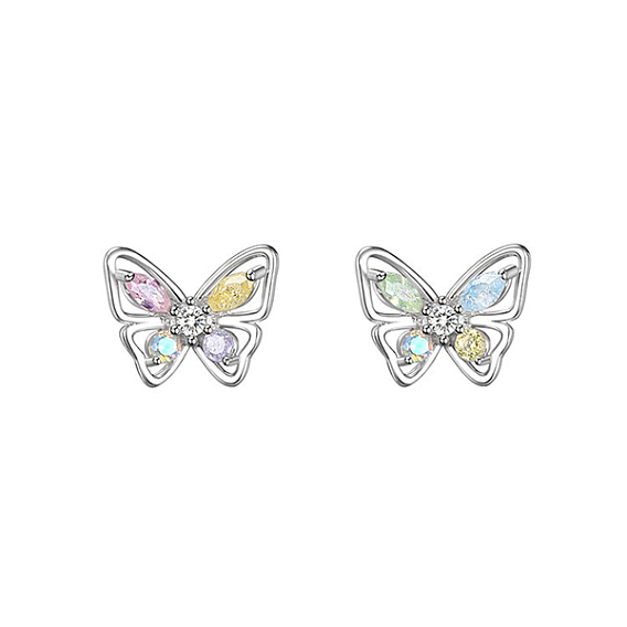 Brass Butterfly Stud Earrings for Women