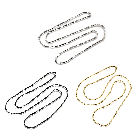 2мм 201 ожерелья из нержавеющей стали с цепочкой из шариков, долговечный, стойки покрытие