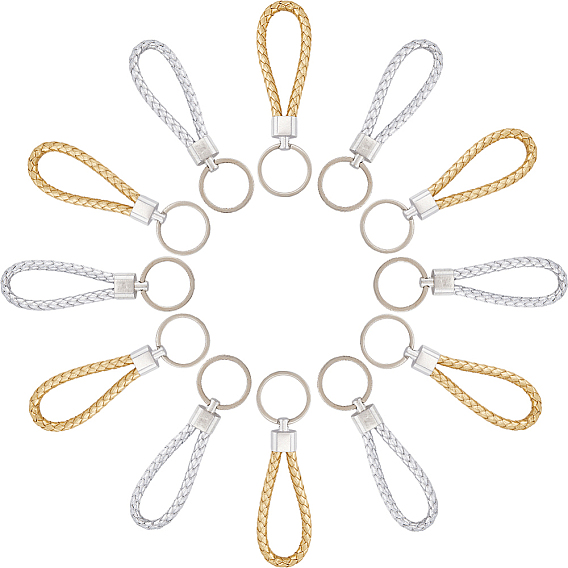 20шт 2 цвета плетеный брелок из искусственной кожи, с железными брелками и концами из легкого шнура, для ключа автомобиля, кошелек, пакет