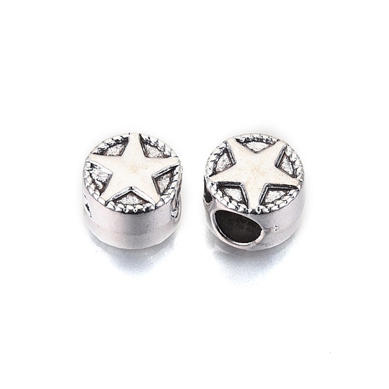 Tibetan Style Alloy European Beads, Large Hole Beads, Cadmium Free & Lead Free, Column with Star