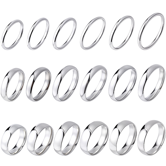 18 шт. 18 стили 201 кольца из нержавеющей стали