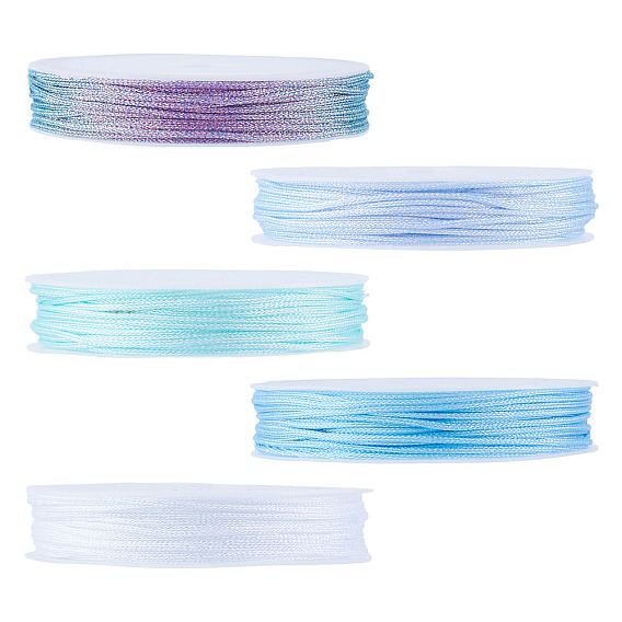 50M 5 Colors Braided Polyester Cord, with PET Plastic, for Jewelry Making, Round