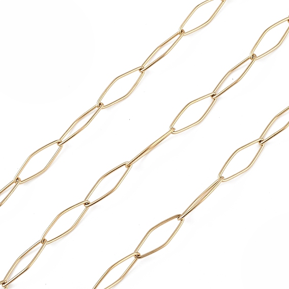 304 Stainless Steel Rhombus Link Chains, Unwelded, with Spool