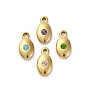 Настоящие 14 k позолоченные подвески из нержавеющей стали 304, со стразами, овальный шарм