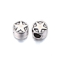 Tibetan Style Alloy European Beads, Large Hole Beads, Cadmium Free & Lead Free, Column with Star