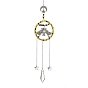 Halloween Bat Alloy Hanging Suncatcher, Moon Star Metal Charm and Glass Beads & Cone Charms for Window Prism Wall Decor