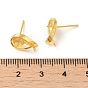925 Sterling Silver Stud Earring Findings, for Half Drilled Beads, Ribbon, with S925 Stamp