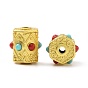 Rack Plating Brass Beads, with Resin Beads, Long-Lasting Plated, Lead Free & Cadmium Free, Hexagon