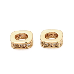 Brass Micro Pave Cubic Zirconia European Beads, Square