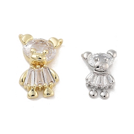 Подвески из латуни с прозрачным фианитом, без кадмия, без никеля и без свинца, медведь