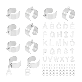 Набор для самостоятельного изготовления кольца-манжеты с подвеской в виде алфавита, включая 304 петлевое основание из нержавеющей стали, 201 подвески из нержавеющей стали с буквой a~z
