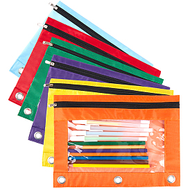 6 шт. 6 цвета ткань Оксфорд с футлярами для ручек из сплава для 3-кольца, сумки для ручек на молнии, прямоугольные