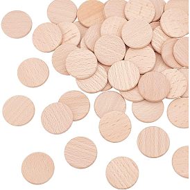 50шт. необработанные кабошоны из натурального бука, плоско-круглые