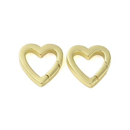 Brass Spring Gate Rings, Cadmium Free & Nickel Free & Lead Free, Heart