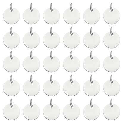 30 шт. 201 подвески из нержавеющей стали, ручная полировка, плоско-круглые, штамповка пустой метки