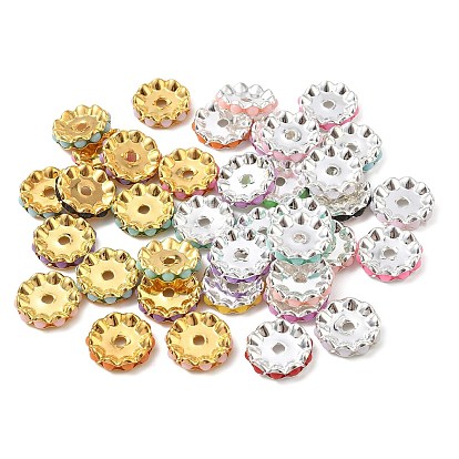 Brass Beads, with Plastic, Flat Round, Mixed Color
