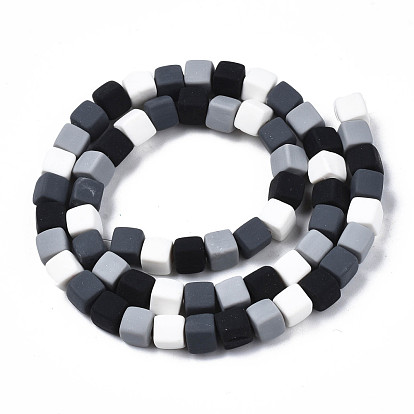 Handmade Polymer Clay Beads Strands,  Cube