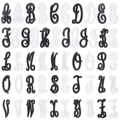 52Pcs 2Bags 2 Colors Computerized Embroidery Cloth Iron On/Sew On Patches, Letter A~Z