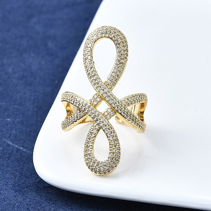 Открытые манжеты из латуни с микропаве и прозрачным фианитом, без кадмия и без свинца, кольца крест-накрест для женщин