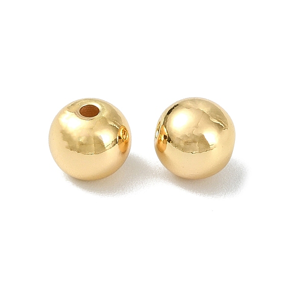 SHEGRACE Brass Beads, Round, Long-Lasting Plated, Cadmium Free & Nickel Free & Lead Free