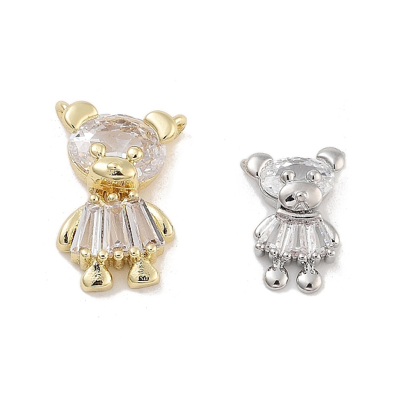 Подвески из латуни с прозрачным фианитом, без кадмия, без никеля и без свинца, медведь