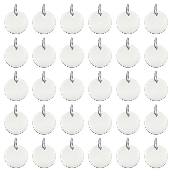 30 шт. 201 подвески из нержавеющей стали, ручная полировка, плоско-круглые, штамповка пустой метки