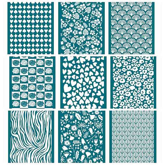3Pcs 3 Styles Polyester Silk Screen Printing Stencil, Reusable Polymer Clay Silkscreen Tool, for DIY Polymer Clay Earrings Making, with 2 Style Plastic Scraper