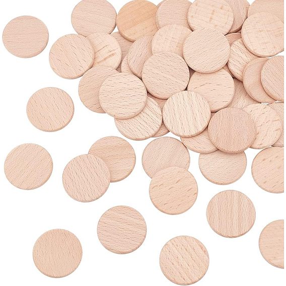50шт. необработанные кабошоны из натурального бука, плоско-круглые