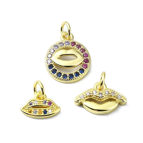 Латунные микро проложить кубического циркония подвески, без кадмия, без никеля и без свинца, с целью перехода в кольце, реальный 18 k позолоченный, очарование губ