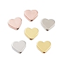 Rack Plating Brass Beads, Long-Lasting Plated, Cadmium Free & Lead Free, Heart