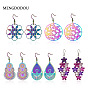 Colorful Stainless Steel Hollow Pattern Earrings, Creative Water Drop Fan Butterfly Tassel Ear Drops for Women