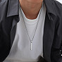 304 Stainless Steel Textured Rectangle Pendant Necklaces for Men