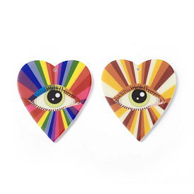 Printed Acrylic Pendants, Heart with Eye Charm
