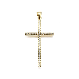 Латунные микро проложить кубического циркония подвески, крестик, долговечный, без свинца и без кадмия, стойки покрытие