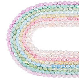 8 нити 8 цвета гальванизированные стеклянные бусины с защитой от потускнения, имитация драгоценных камней, слеза, с покрытием AB цвета, граненые, два тона