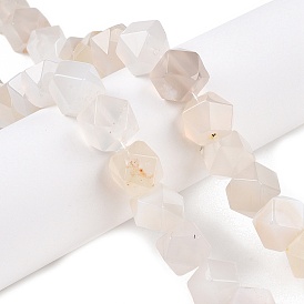 Natural White Agate Beads Strands, Faceted Cube