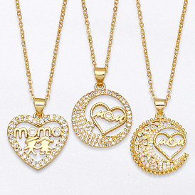 Sparkling MOM Necklace with Geometric Heart Pendant - Perfect Mother's Day Gift!