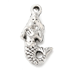 Tibetan Style Alloy Mermaid Pendants, Cadmium Free & Lead Free, 22.3x12x4mm, Hole: 2mm, about 294pcs/500g