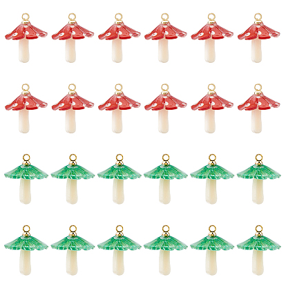 24 шт 2 цвета пластиковые подвески, с акриловыми и позолоченными латунными петлями, гриб
