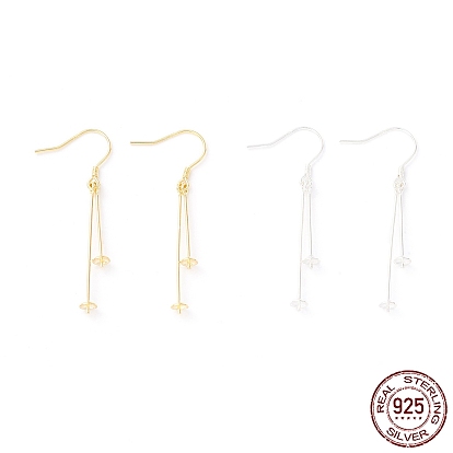 925 Sterling Silver Earring Hooks, with Double Peg Bails, for Half Drilled Beads