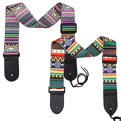 2Pcs 2 Style Polyester with PU Leather Strap, for Guitar